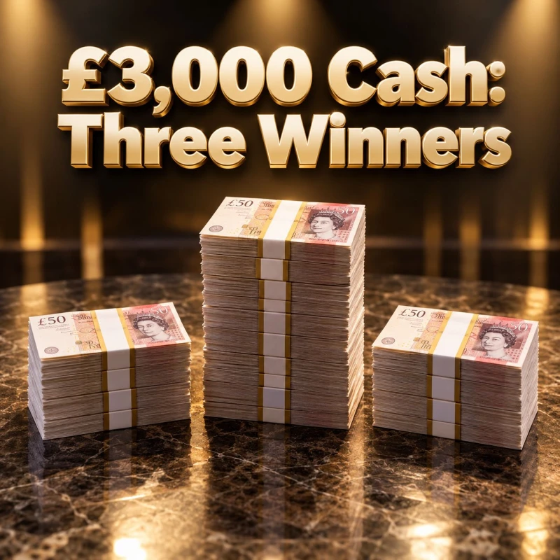 Prize artwork: £3,000 Cash: Three Winners